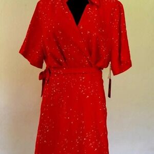 Vince Camuto red wrap mini dress chic cocktail or holiday look